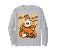 Hello Fall Vibes Fantasma Highland Mucca Zucca Autunno Design Maglia a Manica