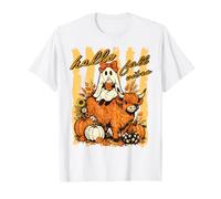 Hello Fall Vibes Fantasma Highland Mucca Zucca Autunno Design Maglietta