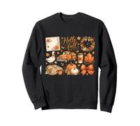 Hello Fall Vintage Truck Oca Zucca caffè Autunno Design Felpa