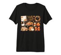 Hello Fall Vintage Truck Oca Zucca caffè Autunno Design Maglietta Premium
