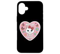Hello First Grade 1st Grader Girl Gatto Gattino Ritorno A Scuola Custodia per iPhone 16 Plus