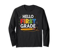 Hello First Grade Pencil Fun Back to School Boy Girl Maglia a Manica