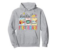 Hello First Grade Primo Giorno Scuola Insegnante Ragazza Carino Bow Felpa con Cappuccio