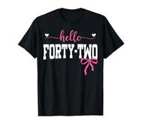 Hello Forty-Two EST 1983 Coquette Bow 42nd Birthday Girl Maglietta