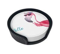 Hello Glasses - Sottobicchieri con stampa fenicottero, 6 pezzi, in poliuretano, per bevande, bar, feste, regali di compleanno, decorazione per la casa, inaugurazione della casa