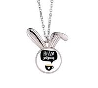 Hello Gorgeous - Collana con ciondolo a forma di coniglietto con scritta a mano, idea regalo