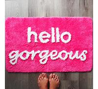 Hello Gorgeous Tappetino da bagno rosa acceso magenta scuro fucsia fard pesca corallo carino bellissimo tappeto da bagno per ragazze che si guarda bene splendido divertente doccia divertente decorazione bagno antiscivolo lavabile bambini donne