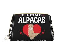 Hello Hawaii Makeup Bag,Grande sacchetto cosmetico in pelle portatile,Borsa organizer da viaggio impermeabile per articoli da toeletta, I Love Alpacas, Taglia unica