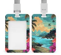 Hello Hawaii Porta badge con cordino impermeabile porta carte d'identità per lavoro, ufficio, insegnante, infermiera