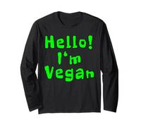Hello I'm Vegan Citazioni Divertenti Maglia a Manica
