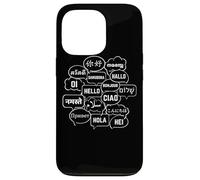 Hello in many Languages Translator Globetrotter Polyglot Custodia per iPhone 13 Pro