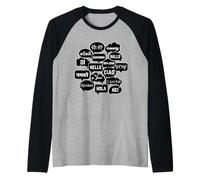 Hello in Many Languages Translator Globetrotter Polyglot Maglia con Maniche Raglan