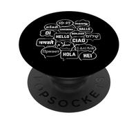 Hello in many Languages Translator Globetrotter Polyglot PopSockets PopGrip Adesivo