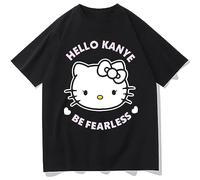 Hello Kanye T-Shirt Streetwear Men Cotton Vintage Tops Tees Fearless Short Sleeve Tshirt West T Shirt Black