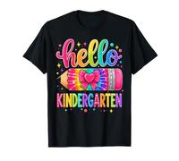 Hello Kindergarten Rainbow Pencil Bow Back to School Girls Maglietta