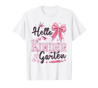 Hello Kindergarten Teacher Coquette Bow Back to School Girl Maglietta