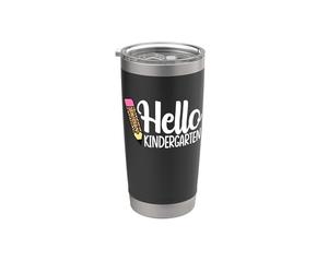 Hello Kindergarten Teacher Leopard Pencil torna a scuola Bicchiere termico in acciaio inox doppia parete