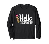 Hello Kindergarten Teacher Leopard Pencil Torna a Scuola Maglia a Manica