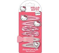 Hello Kitty 6 pezzi ganci per capelli per ragazze | Set di spille metalliche rosa con glitter, fiocco decorativo e disegni originali Sanrio
