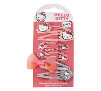 Hello Kitty 6 pezzi ganci per capelli per ragazze | Set di spille metalliche rosa con glitter, fiocco decorativo e disegni originali Sanrio