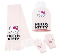 Hello Kitty Accessori Invernali Bambina 3 Pz, Set Guanti Cappello e Sciarpa Bambini per Viaggi Scolastici, Regalo Ragazza (Rosa Hello Kitty, 4-12 anni)