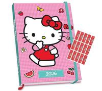 Hello Kitty, agenda 2026, formato A5, con copertina rigida, con adesivi organizzativi inclusi