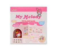Playset My Melody Tea Room 40+ Stickers and 6 cm Figurine | 3D Casa Ristorante Adesivi Riutilizzabili | Kawaii Foodcourt Sticker House | Comansi