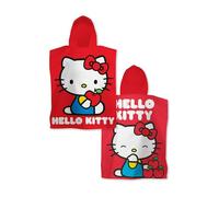 Character World Hello Kitty - Asciugamano a poncho con cappuccio, super morbido, design sfacciato, perfetto per casa, bagno e spiaggia, rosso, 55 x 50 cm