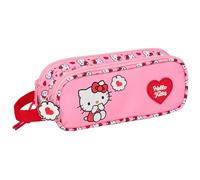 HELLO KITTY - Astuccio doppio bambino, astuccio per bambini, ideale per bambini in età scolastica, comodo e versatile, qualità e resistenza, 21 x 6 x 8 cm