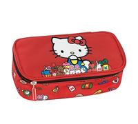 HELLO KITTY- Astuccio Scuola Ufficiale Hello Kitty, Astuccio Ovale Organizzato per Bambini, Ideale per Riporre la Cancelleria, con Divisorio Interno e Passanti Elastici, Pratica Chiusura a Zip