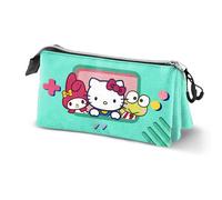 Hello Kitty - Astuccio tripla per videogame, colore: turchese, 23 x 11 cm