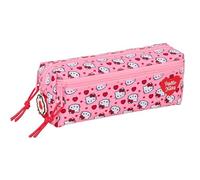 HELLO KITTY - Astuccio triplo piccolo, astuccio per bambini, ideale per bambini in età scolastica, comodo e versatile, qualità e resistenza, 22 x 6 x 8,5 cm