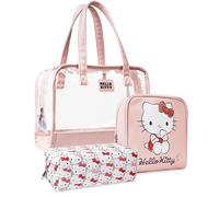 Hello Kitty Borsa da Toilette Set di 3 Zippato Borsa Cosmetica - Regalo Donna