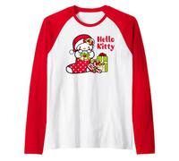 Hello Kitty - Calza Natalizia con Scritta Merry Classic Maglia con Maniche Raglan