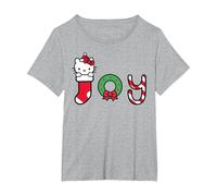 Hello Kitty Carino Padre Natale Gioia Santa Maglietta, Donna Plus-Size, Grigio Melange, 1X