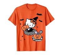 Hello Kitty Carino Strega Mago Felice Halloween Maglietta, Uomo, Arancio, M