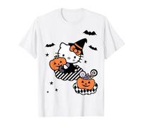 Hello Kitty Carino Strega Mago Felice Halloween Maglietta, Uomo, Bianco, L