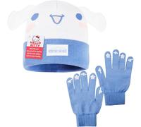 Hello Kitty Cinnamoroll Sanrio Accessori Invernali Ragazza, Berretto Invernale e Guanti Bambina 2 Pz Set, Taglia Unica, Idea Regali (Blu/Bianco Cinnamoroll 2 Pz)
