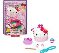 Hello Kitty Cofanetto Caffetteria Dolci Pasticcini con 2 Mini Personaggi, Blocco per Appunti e Accessori, Giocattolo per Bambini 3+Anni,GVB30