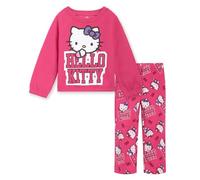 Hello Kitty Completo da bambina in pile con top corto e pantaloni svasati, taglie da bambino a grande bambino (2T - 14-16), Fucsia, 7-8