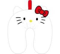 Hello Kitty - Cuscino da viaggio in morbido design a U bianco con orecchie e classico viso ricamato per collo per bambini, comodo e adorabile