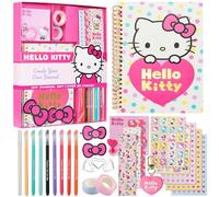 Hello Kitty DIY Kit Taccuino Bambini Adolescenti Quaderno Spirale A5 Disegno Stickers Note Adesive Portachiavi Penne Colorate, Idea Regalo