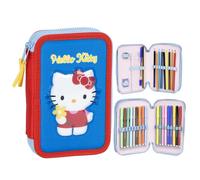 CERDÁ LIFE'S LITTLE MOMENTS Astuccio con accessori Hello Kitty con matite, pennarelli e penne | Astuccio scolastico per bambini triplo con design Sanrio, Hello Kitty, 12.5x19.5x4.5 cm, Licenza