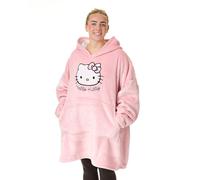 Hello Kitty Felpa con Cappuccio Coperta indossabile da Donna | Pullover con Cappuccio Rosa per Adulti con Stampa Grafica del Personaggio Kitty Bianco