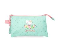 Hello Kitty Floral Kitty Astuccio Triplo Verde 22x12x5 cm Poliestere