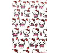 Hello Kitty, Fragola Rosa, Bianco Poliestere Morbido Peluche Coperta 152cmX178cm