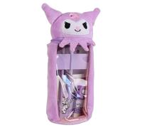 Hello Kitty Friends - Astuccio Portapenne Peluche Cilindrico con Testa 3D | Set Cancelleria con Penna, Matita, Bloc Notes, Gomma e Temperino [Viola Kuromi]