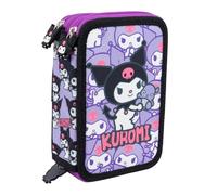 Hello Kitty Friends - Kuromi Astuccio Scuola Triplo - 3 Scomparti con Cerniere | Completo di Matite, Pennarelli, Penne e Accessori [Viola Kuromi]
