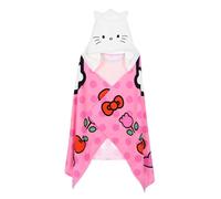 Hello Kitty Friends | Kuromi | Telo Mare Bambina con Cappuccio 70x140 cm | Asciugamano Microfibra Poncho Bagno Piscina 2-7 Anni | Asciugatura rapida [18212 Rosa Hello Kitty]