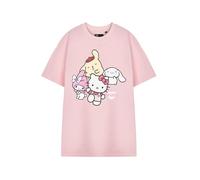 Hello Kitty & Friends - Maglietta a maniche corte da donna rosa | Maglietta grafica Sanrio | Top con personaggio carino | Abbigliamento alla moda retrò per donne e adolescenti, rosa, L